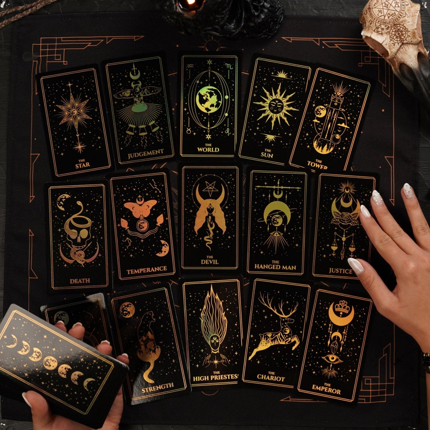 Moonlight Tarot Cards Gold Rainbow Foil