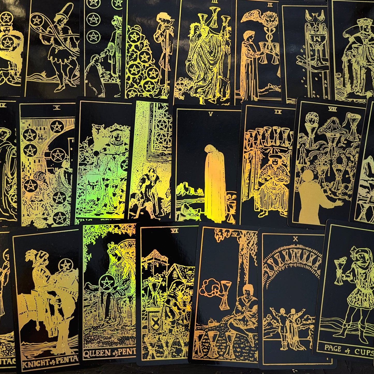 The Smith-Waite Tarotc Cards Gold Rainbow Foil