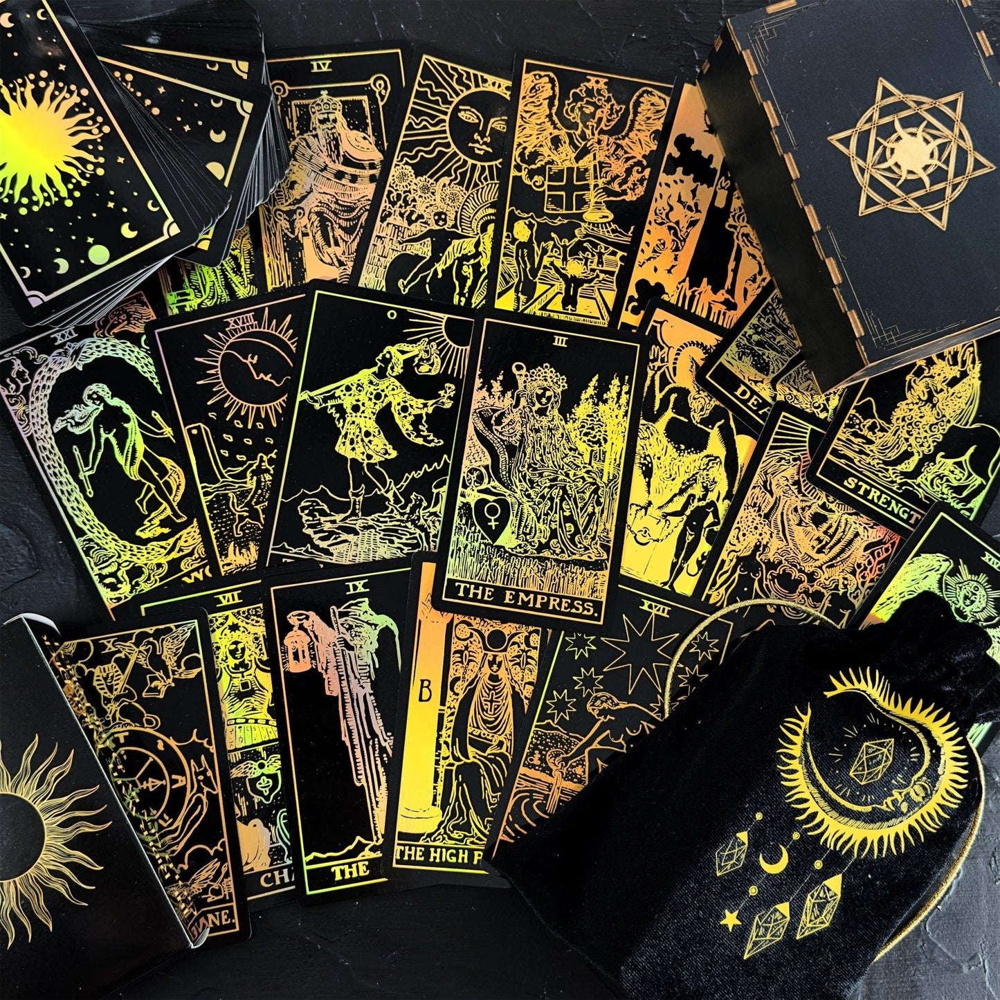 The Smith-Waite Tarotc Cards Gold Rainbow Foil
