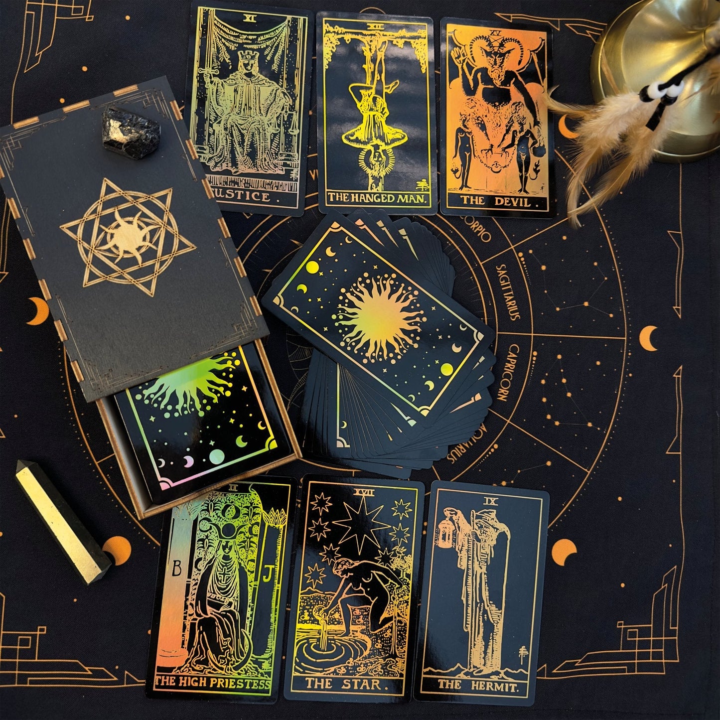 The Smith-Waite Tarotc Cards Gold Rainbow Foil