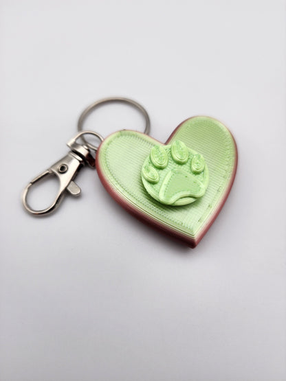 Heart Pawprint Fidget Toy Keychain